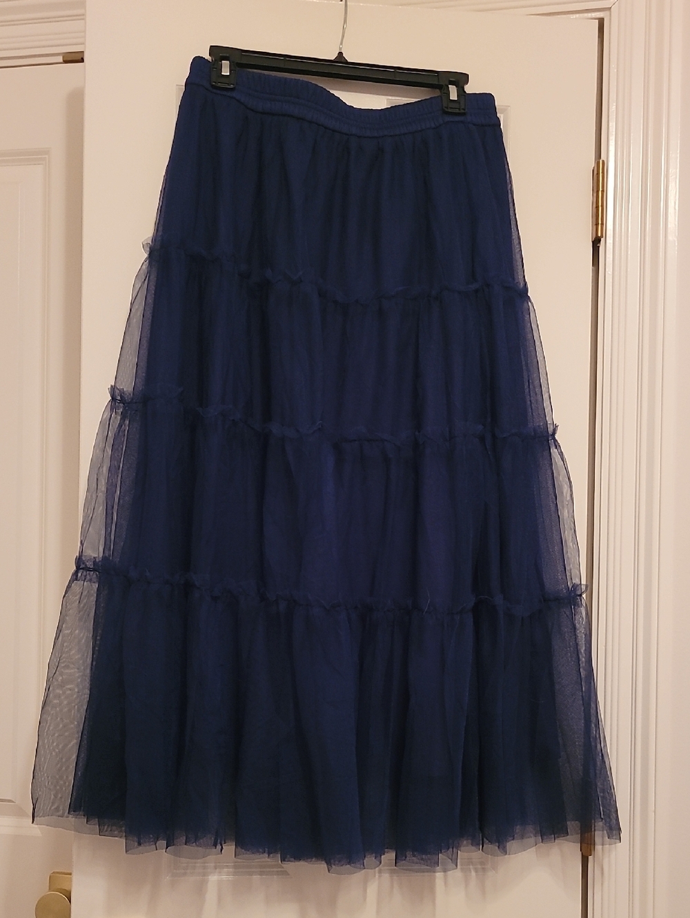 Navy Tiered Tulle A-Line Skirt - Women - M